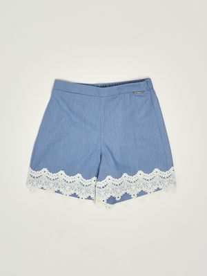 1. Shorts fille en viscose mélangée Bleu