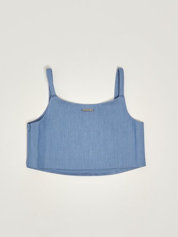 2. Top bambina in misto viscosa Azzurro Twinset 261gj2q11