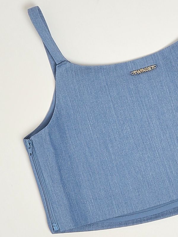 3. Top bambina in misto viscosa Azzurro Twinset 261gj2q11