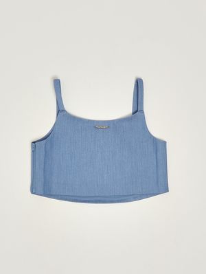 2. Top bambina in misto viscosa Azzurro