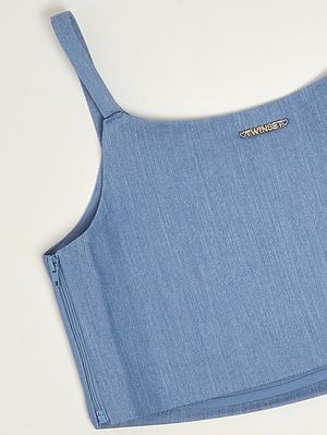 3. Top bambina in misto viscosa Azzurro