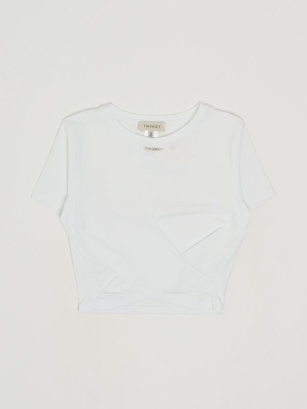 1. T-shirt bambina in cotone stretch Bianco Twinset 261gj2256