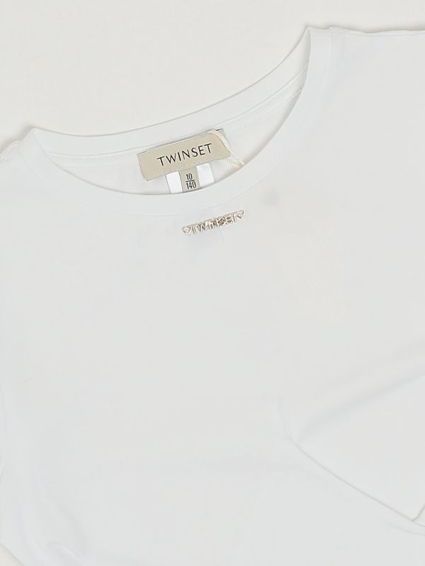 3. T-shirt bambina in cotone stretch Bianco Twinset 261gj2256