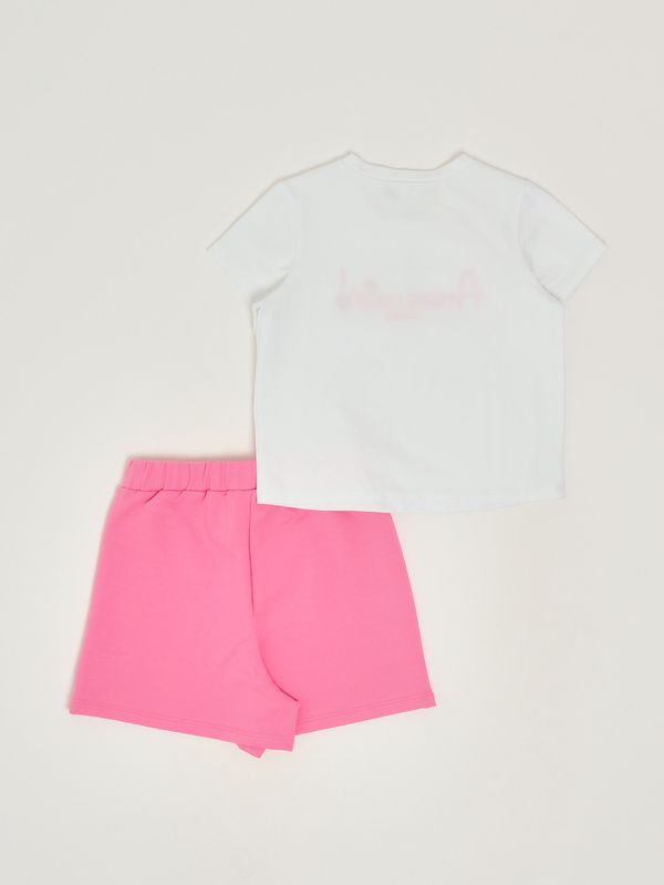 2. Completo bambina in cotone stretch Bianco-Fuxia Twinset 261gb2190