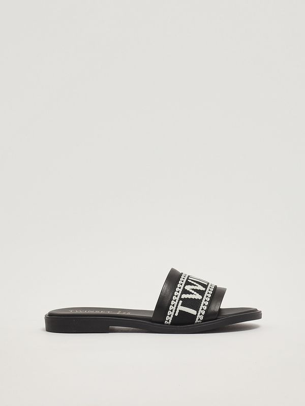 Mädchen-Sandalen aus Leder Schwarz Twinset