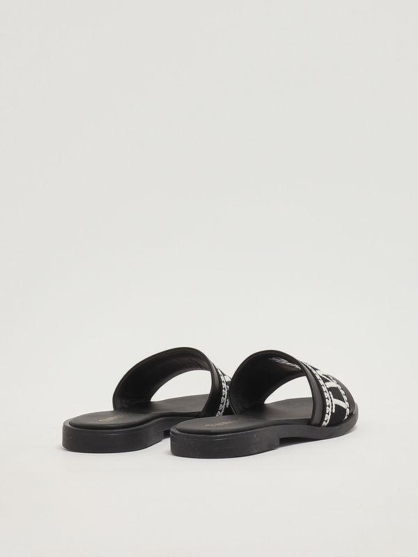 3. Mädchen-Sandalen aus Leder Schwarz Twinset 261gcj04a