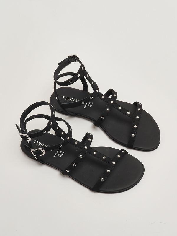 2. Sandale en cuir pour fille Noir Twinset 261gcj042
