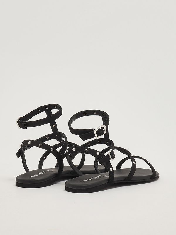 3. Sandale en cuir pour fille Noir Twinset 261gcj042
