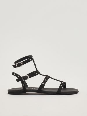 1. Sandale en cuir pour fille Noir