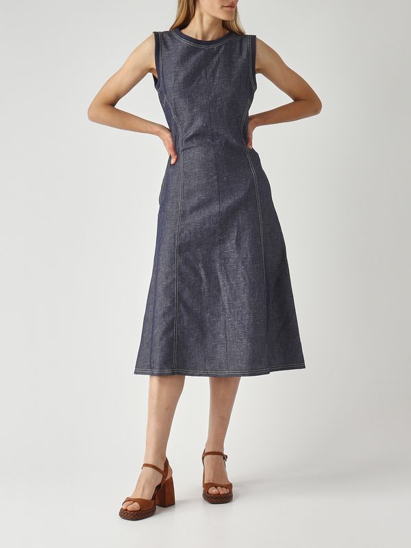 2. Vestido de mujer de algodón y lino. Vaquero oscuro Gran Sasso 7224360542
