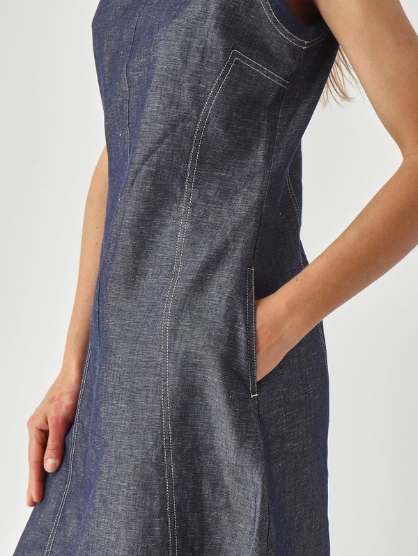 5. Vestido de mujer de algodón y lino. Vaquero oscuro Gran Sasso 7224360542