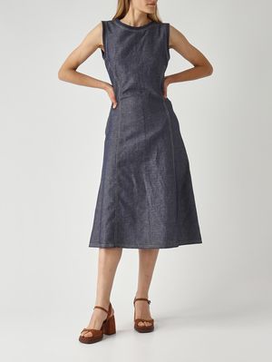 2. Vestido de mujer de algodón y lino. Vaquero oscuro