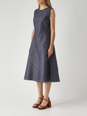 3. Vestido de mujer de algodón y lino. Vaquero oscuro
