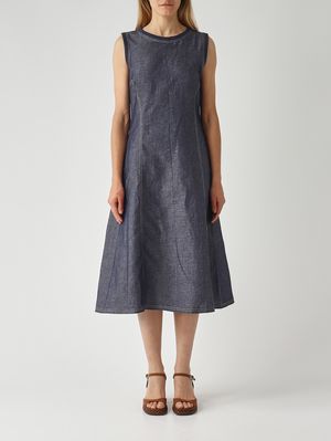 1. Vestido de mujer de algodón y lino. Vaquero oscuro