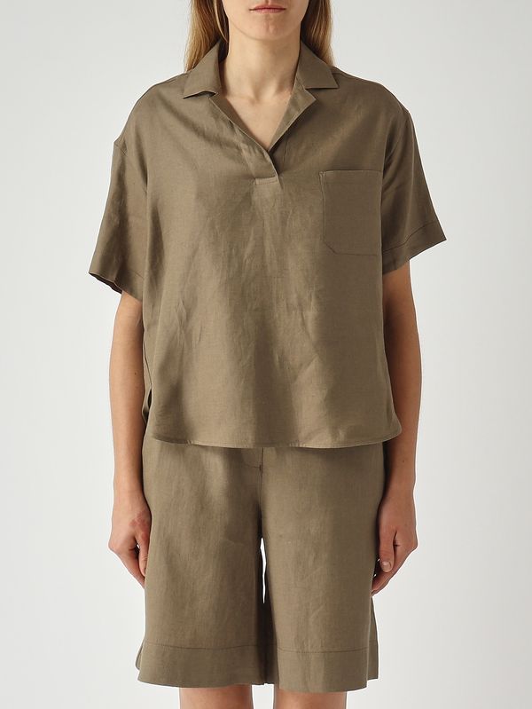 Polo de mujer de lino Verde militar Gran Sasso