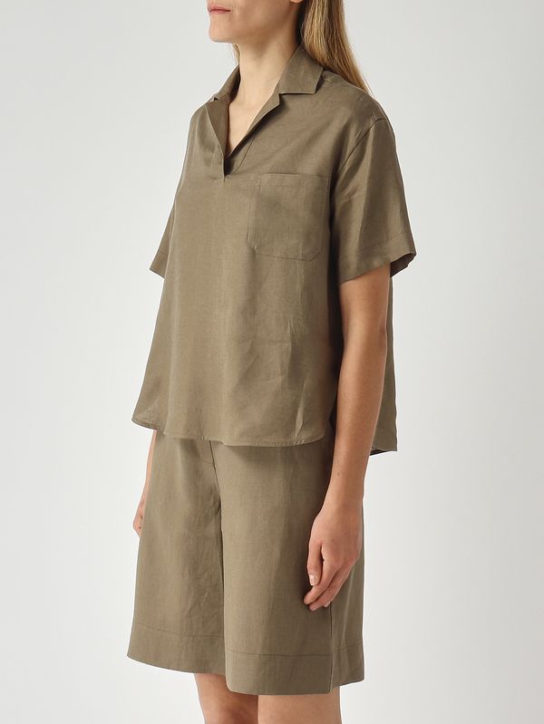 3. Damen-Poloshirt aus Leinen Militärgrün Gran Sasso 6123350000