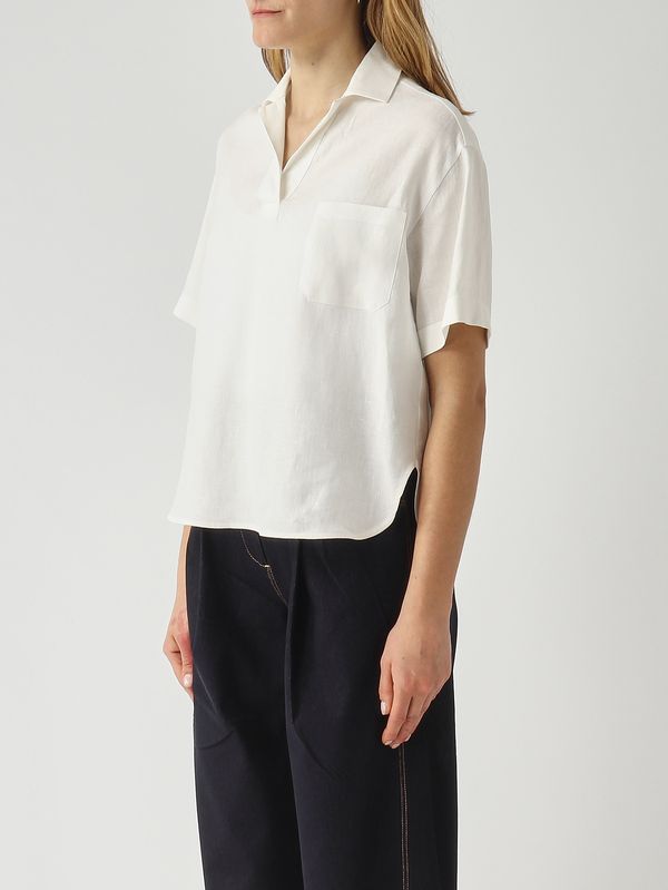 3. Damen-Poloshirt aus Leinen Optisches Weiß Gran Sasso 6123350000