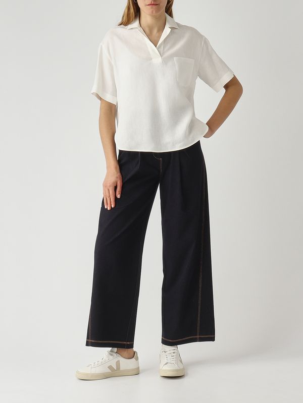 2. Damen-Poloshirt aus Leinen Optisches Weiß Gran Sasso 6123350000