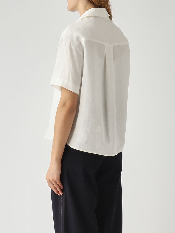 4. Damen-Poloshirt aus Leinen Optisches Weiß Gran Sasso 6123350000
