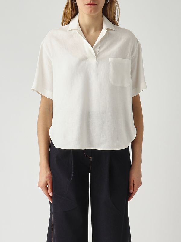 1. Damen-Poloshirt aus Leinen Optisches Weiß Gran Sasso 6123350000