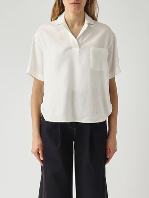 1. Damen-Poloshirt aus Leinen Optisches Weiß