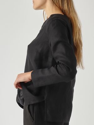 5. Damenbluse aus Leinen Schwarz