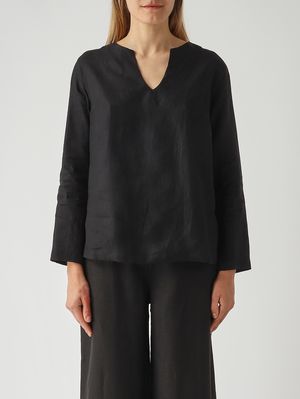 1. Damenbluse aus Leinen Schwarz