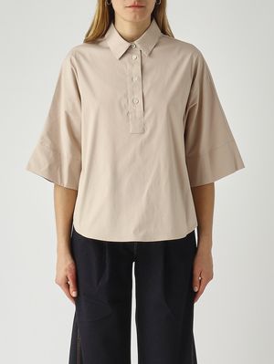 1. Damen-Poloshirt aus Baumwollmischung Puder