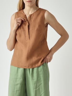 5. Blusa de lino para mujer Canela