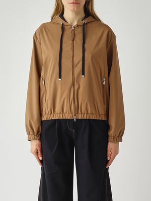 1. Damenjacke aus technischem Gewebe Tabak