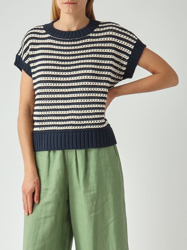 5. Maglia donna in misto cotone Navy-Bianco Gran Sasso 1022118421