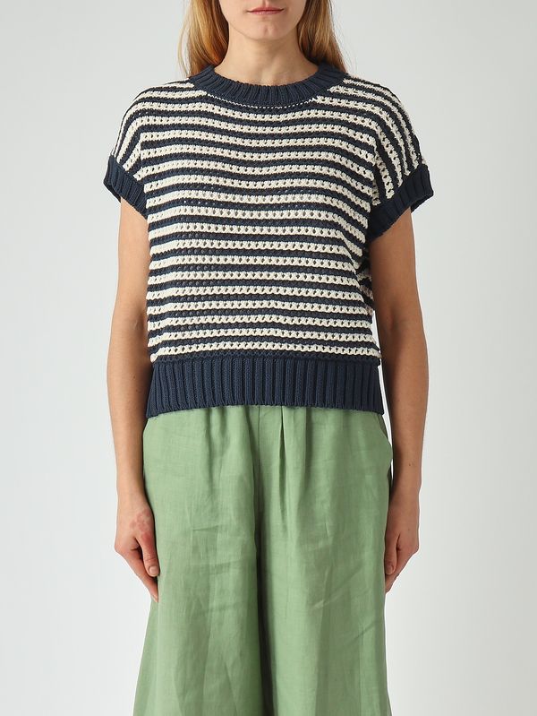 1. Maglia donna in misto cotone Navy-Bianco Gran Sasso 1022118421