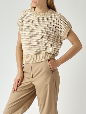 5. Maglia donna in misto cotone Bianco-Ecru'