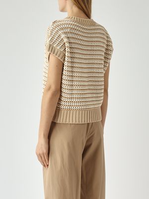 4. Maglia donna in misto cotone Bianco-Ecru'