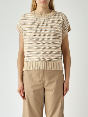 1. Maglia donna in misto cotone Bianco-Ecru'