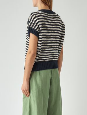 4. Maglia donna in misto cotone Navy-Bianco