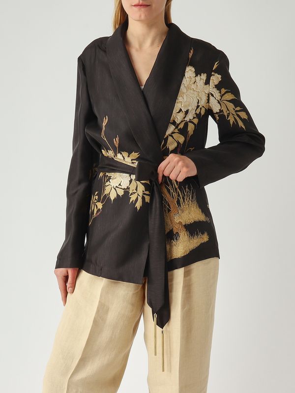 5. Kimono de mujer Etunica de seda Negro-Marfil Max Mara Studio 2616191024600