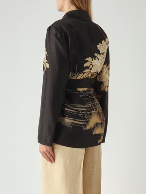 4. Kimono de mujer Etunica de seda Negro-Marfil
