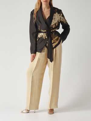 2. Kimono de mujer Etunica de seda Negro-Marfil