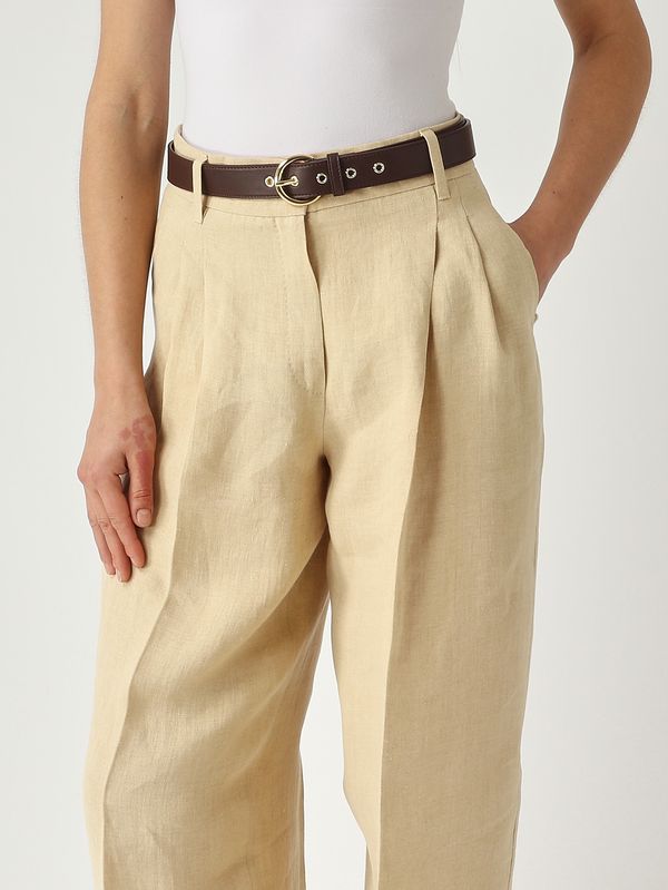 5. Damenhose Sumero aus Leinen Strohgelb Max Mara Studio 2616131032600