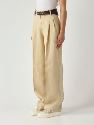 3. Damenhose Sumero aus Leinen Strohgelb