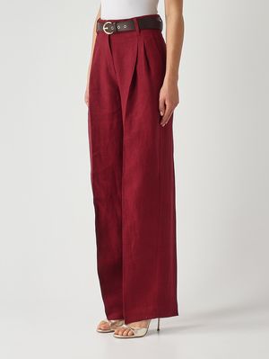 3. Damenhose Sumero aus Leinen Rubin
