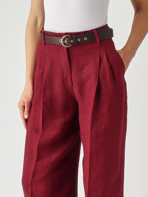 5. Damenhose Sumero aus Leinen Rubin