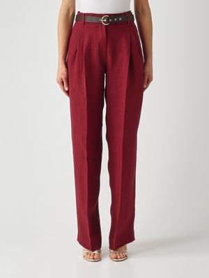 1. Damenhose Sumero aus Leinen Rubin