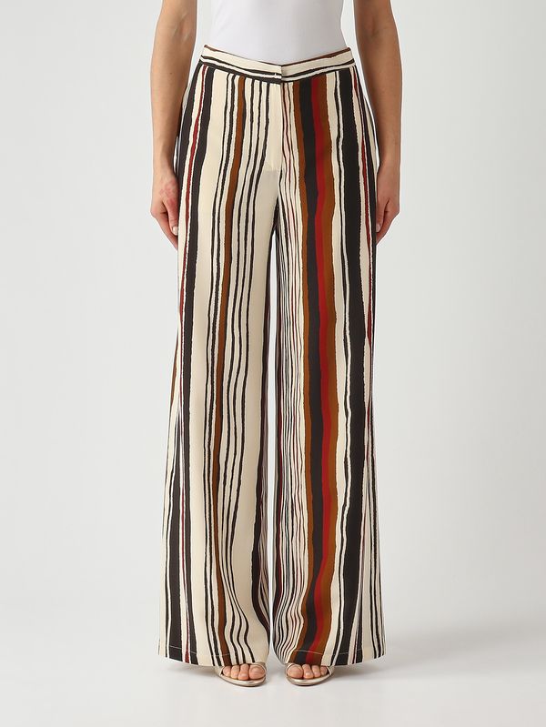 Pantalón de mujer Pagano de seda Marfil-Negro Max Mara Studio