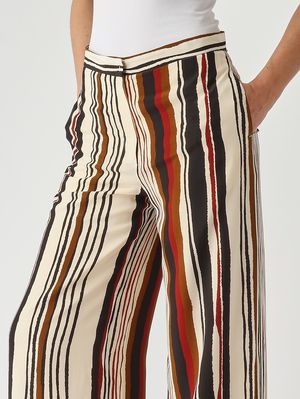 5. Women's Pagano silk trousers Ivory-Black