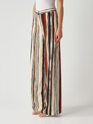 3. Women's Pagano silk trousers Ivory-Black