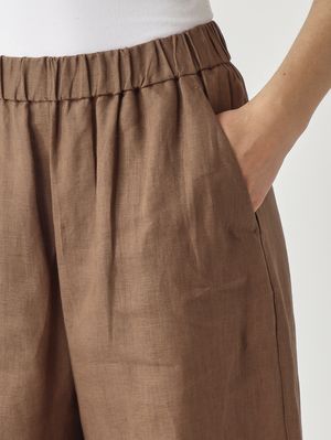 5. Damenhose Canneti aus Leinen Tabak