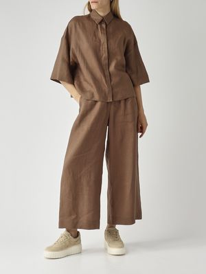 2. Damenhose Canneti aus Leinen Tabak