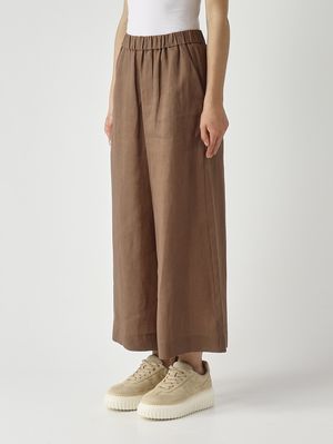 3. Damenhose Canneti aus Leinen Tabak